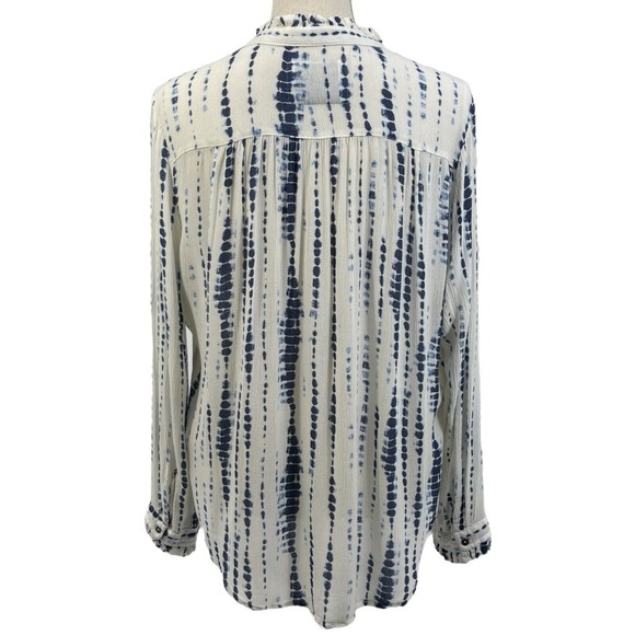 Abercrombie Fitch Shibori Blue Tie Dye Long Sleeve Button Up Shirt Junior Medium - Picture 2 of 15
